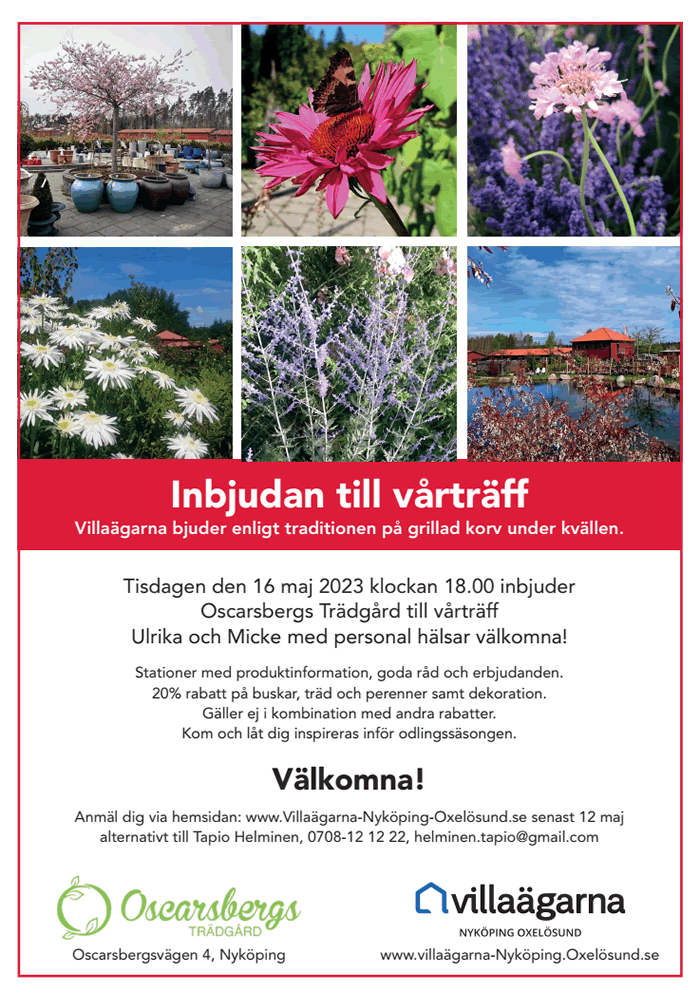 Villaägarna Nyköping Oxelösund Oscarsbergs Trädgård 800p nytt 2022